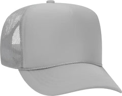 OTTO 39-165 Youth 5 Panel Foam High Crown Mesh Back Trucker Snapback Cap - Gray - Gray / Youth