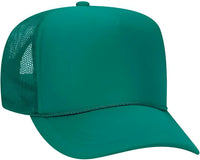 OTTO 39 165 Youth 5 Panel Foam High Crown Mesh Back Trucker Snapback Cap Jade Green / Youth