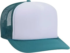 OTTO 39-165 Youth 5 Panel Foam High Crown Mesh Back Trucker Snapback Cap - Jade White Jade - Green White / Youth