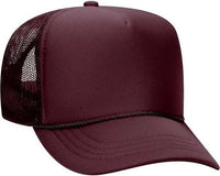 OTTO 39 165 Youth 5 Panel Foam High Crown Mesh Back Trucker Snapback Cap Maroon Maroon / Youth