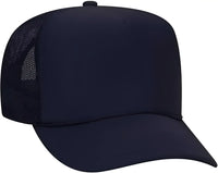 OTTO 39 165 Youth 5 Panel Foam High Crown Mesh Back Trucker Snapback Cap Navy Navy / Youth