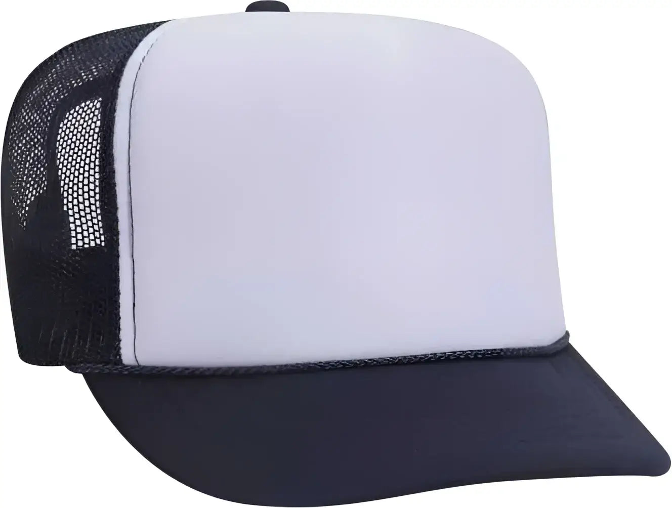 OTTO 39 165 Youth 5 Panel Foam High Crown Mesh Back Trucker Snapback Cap Navy White Navy Navy White / Youth