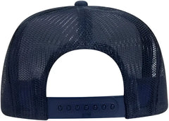OTTO 39 165 Youth 5 Panel Foam High Crown Mesh Back Trucker Snapback Cap Navy White Navy Navy White / Youth