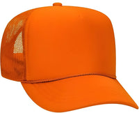 OTTO 39 165 Youth 5 Panel Foam High Crown Mesh Back Trucker Snapback Cap Orange Orange / Youth