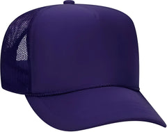 OTTO 39 165 Youth 5 Panel Foam High Crown Mesh Back Trucker Snapback Cap Purple Purple / Youth
