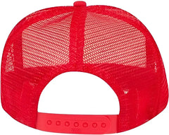 OTTO 39-165 Youth 5 Panel Foam High Crown Mesh Back Trucker Snapback Cap - Red White Red - Red White / Youth