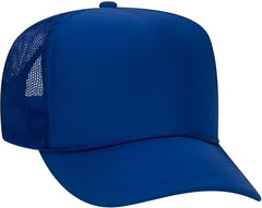 OTTO 39-165 Youth 5 Panel Foam High Crown Mesh Back Trucker Snapback Cap - Royal - Royal / Youth
