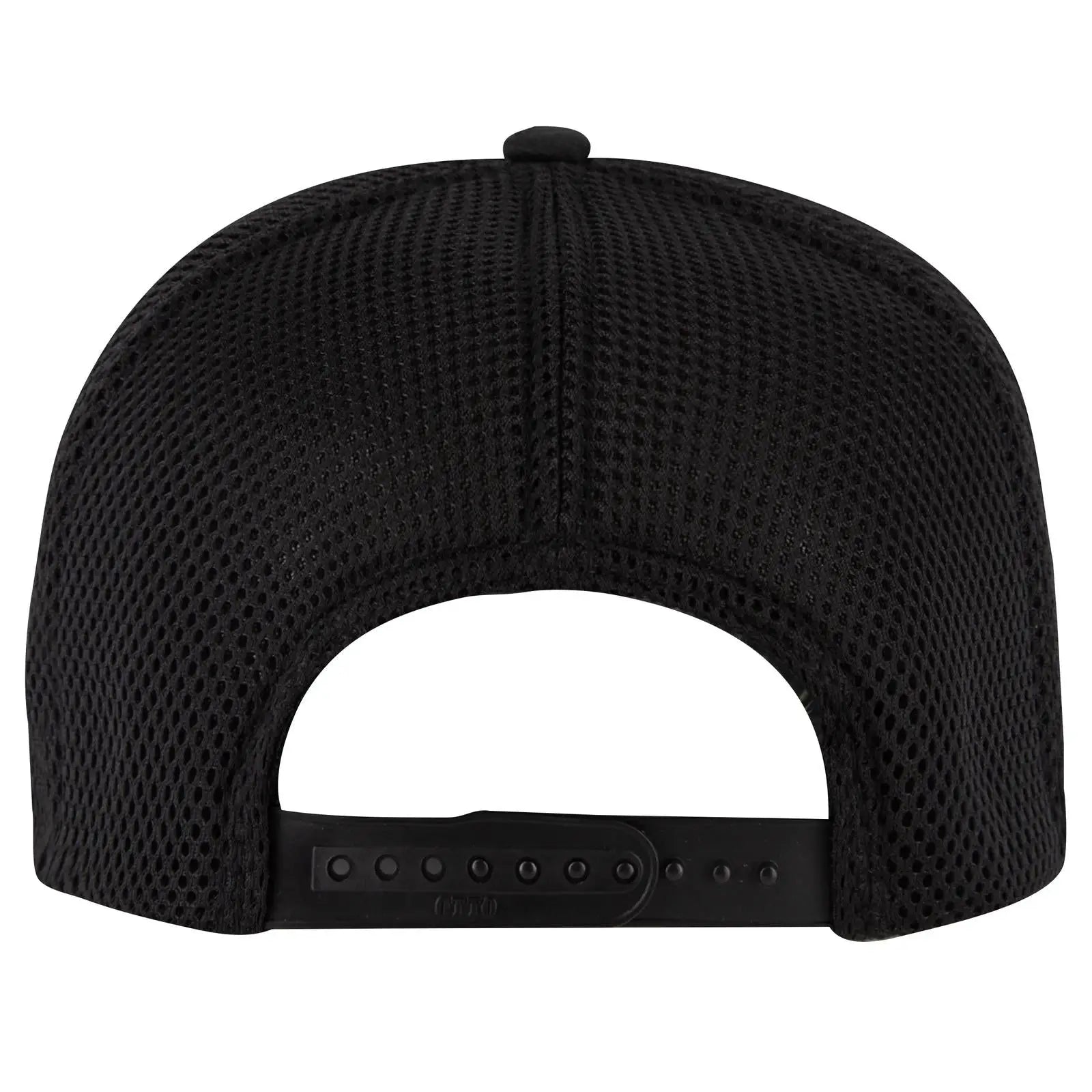 OTTO 39-166 5 Panel High Crown Air Mesh Back Trucker Cap - Black - Black / 7 3/8’’ - 7 5/8’’