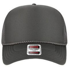 OTTO 39-166 5 Panel High Crown Air Mesh Back Trucker Cap - Char. Gray - Char. Gray / 7 3/8’’ - 7 5/8’’