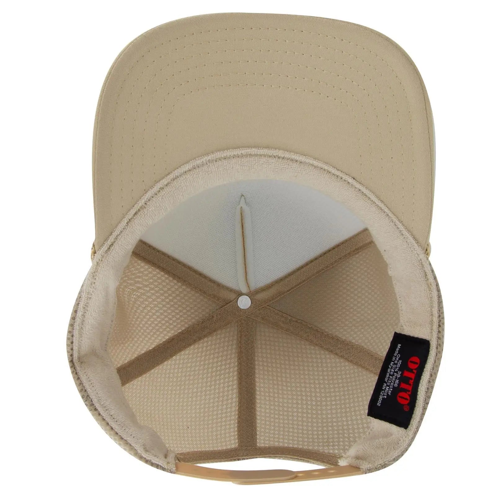 OTTO 39-166 5 Panel High Crown Air Mesh Back Trucker Cap - Khaki - Khaki / 7 3/8’’ - 7 5/8’’