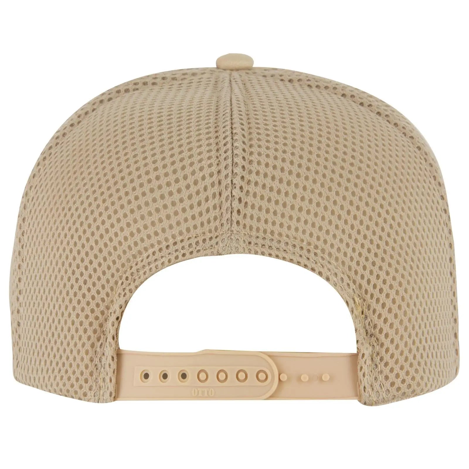 OTTO 39-166 5 Panel High Crown Air Mesh Back Trucker Cap - Khaki - Khaki / 7 3/8’’ - 7 5/8’’