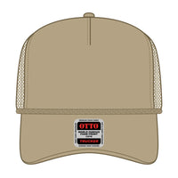 OTTO 39-166 5 Panel High Crown Air Mesh Back Trucker Cap - Khaki - Khaki / 7 3/8’’ - 7 5/8’’
