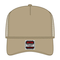OTTO 39-166 5 Panel High Crown Air Mesh Back Trucker Cap - Khaki - Khaki / 7 3/8’’ - 7 5/8’’