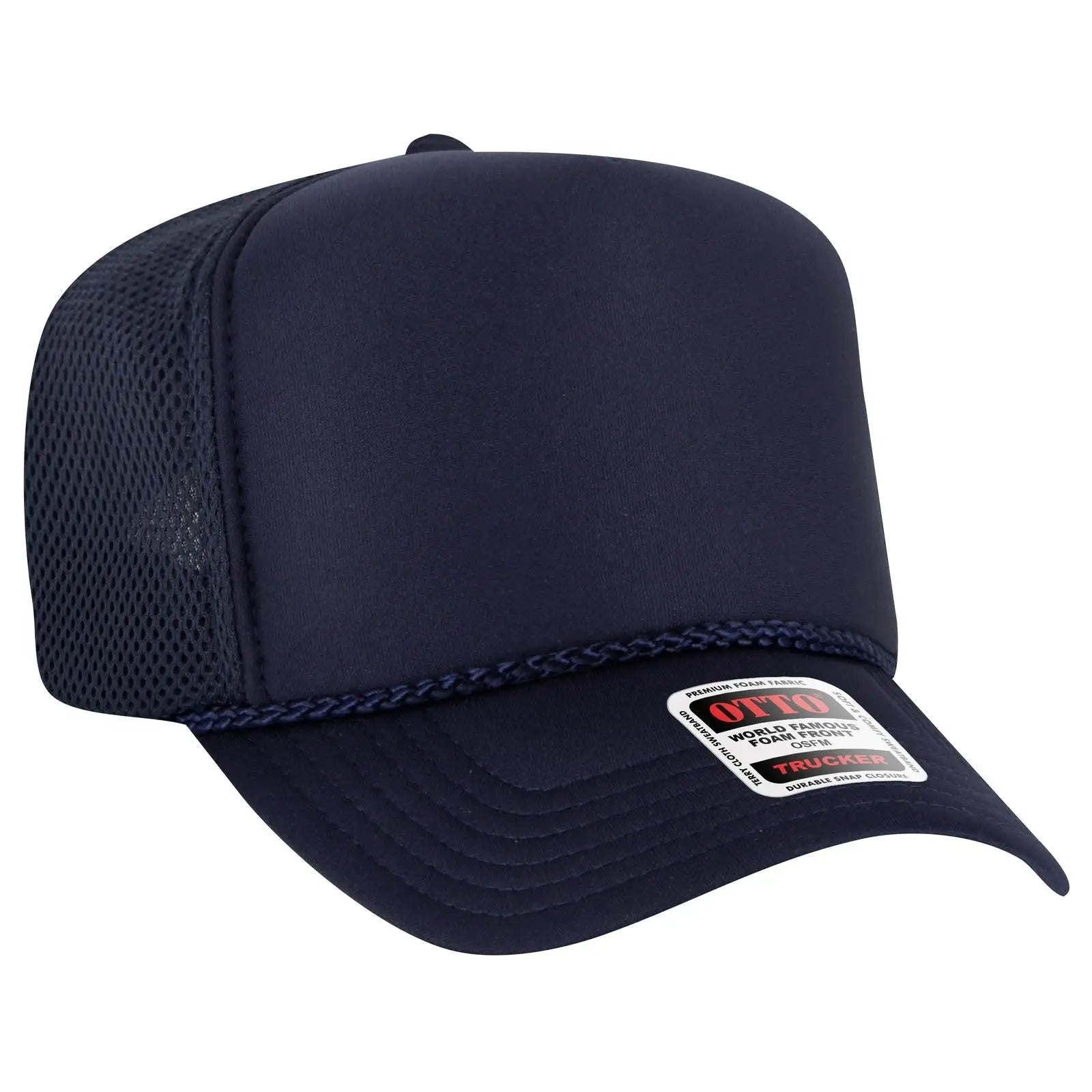 OTTO 39-166 5 Panel High Crown Air Mesh Back Trucker Cap - Navy - Navy / 7 3/8’’ - 7 5/8’’