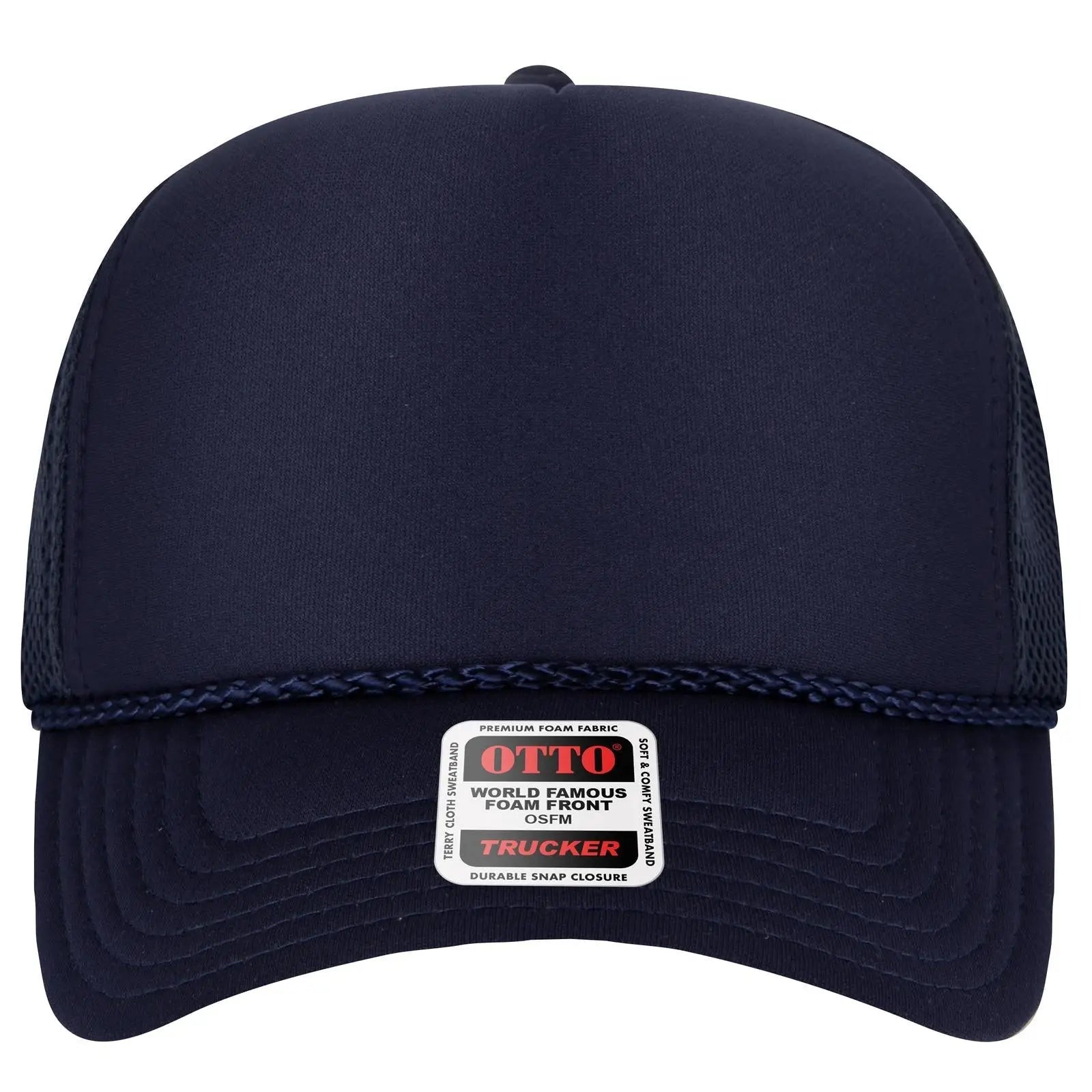 OTTO 39-166 5 Panel High Crown Air Mesh Back Trucker Cap - Navy - Navy / 7 3/8’’ - 7 5/8’’