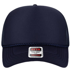 OTTO 39-166 5 Panel High Crown Air Mesh Back Trucker Cap - Navy - Navy / 7 3/8’’ - 7 5/8’’