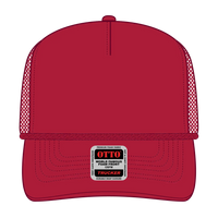 OTTO 39-166 5 Panel High Crown Air Mesh Back Trucker Cap - Red - Red / 7 3/8’’ - 7 5/8’’