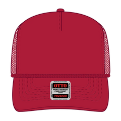 OTTO 39-166 5 Panel High Crown Air Mesh Back Trucker Cap - Red - Red / 7 3/8’’ - 7 5/8’’