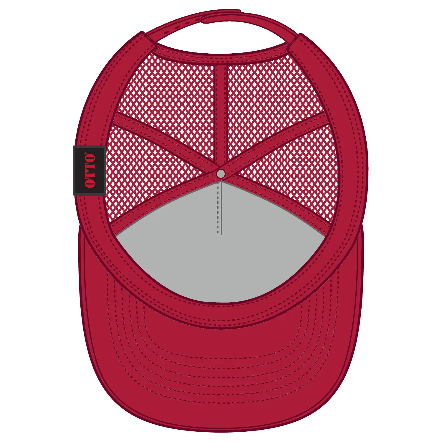 OTTO 39-166 5 Panel High Crown Air Mesh Back Trucker Cap - Red - Red / 7 3/8’’ - 7 5/8’’