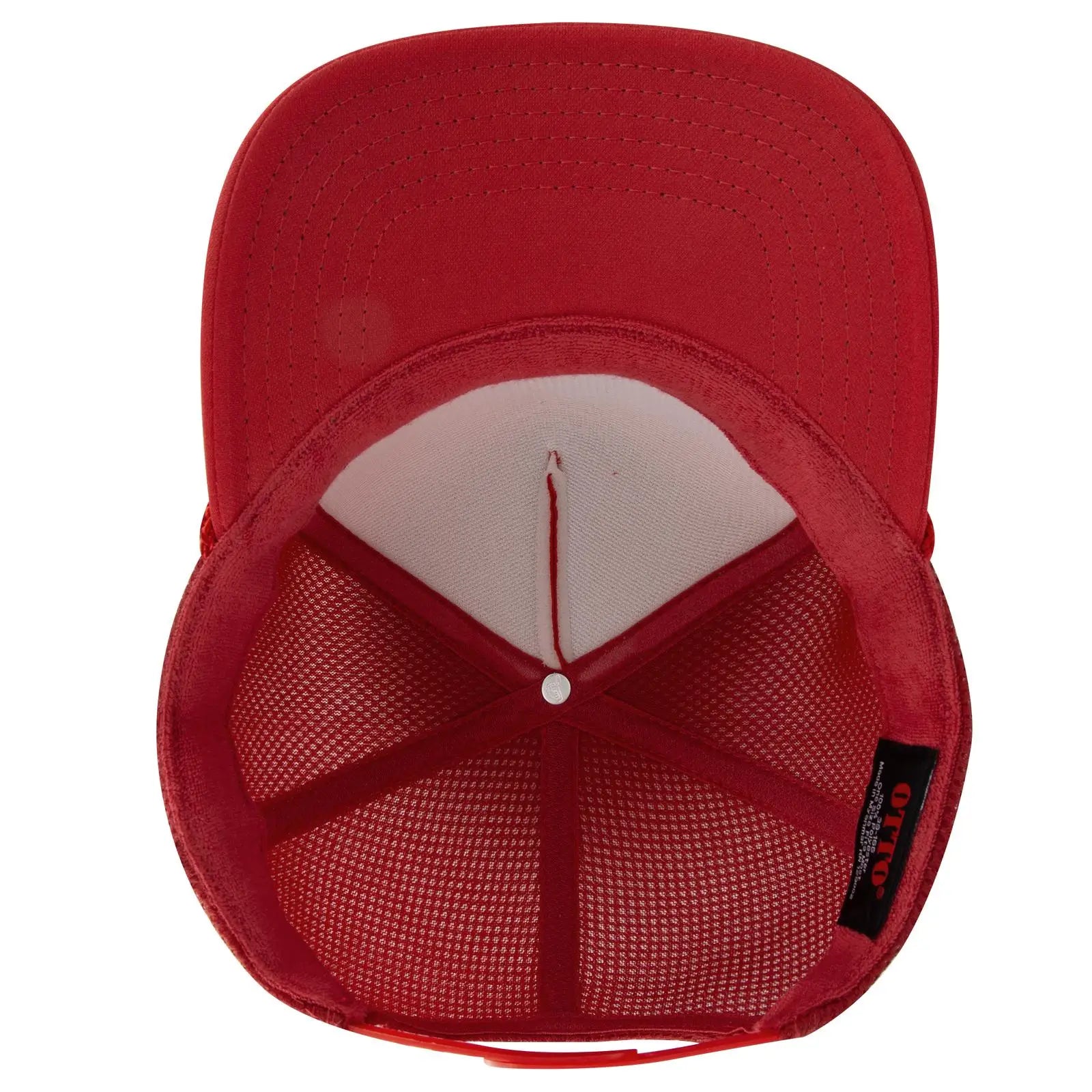 OTTO 39-166 5 Panel High Crown Air Mesh Back Trucker Cap - Red - Red / 7 3/8’’ - 7 5/8’’