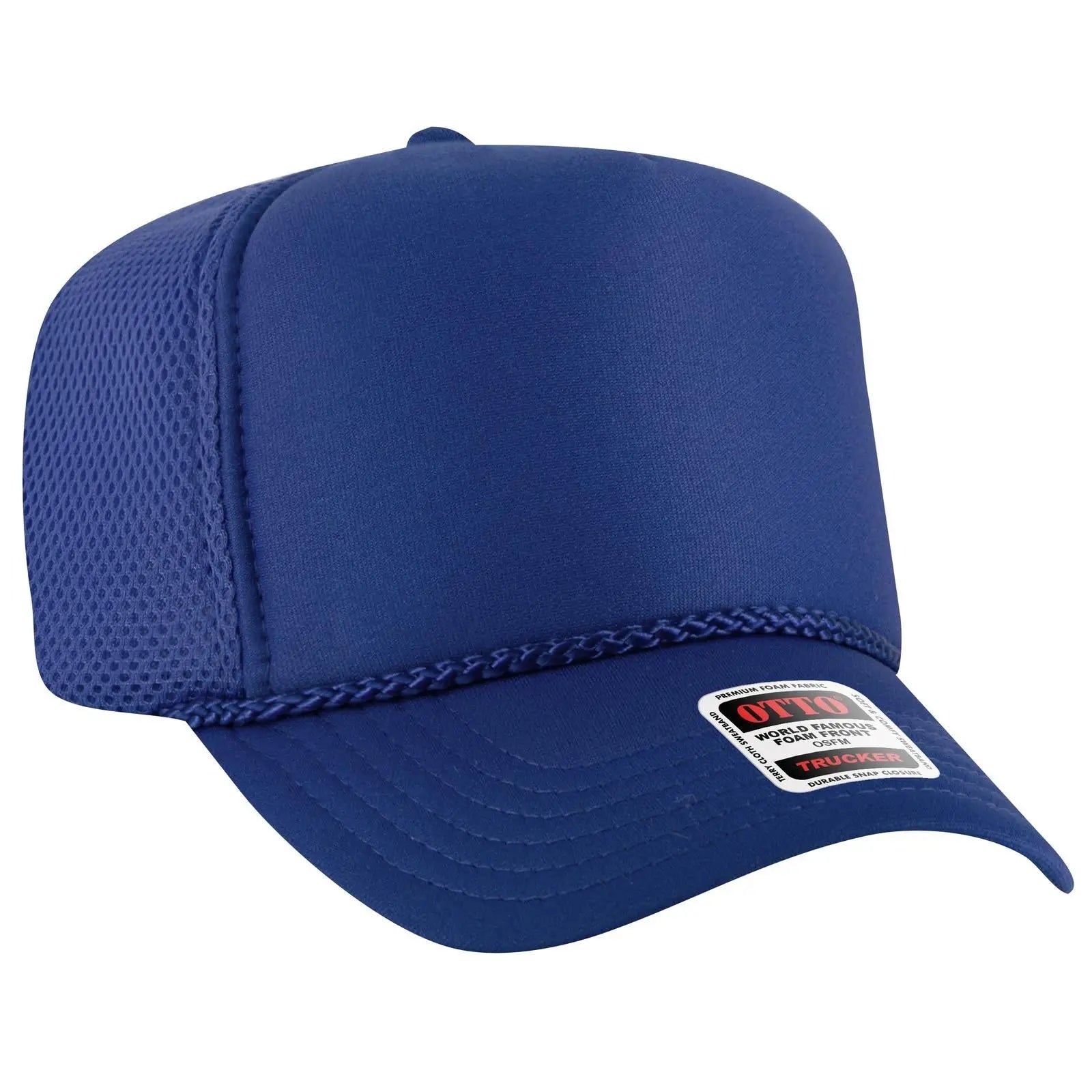 OTTO 39-166 5 Panel High Crown Air Mesh Back Trucker Cap - Royal - Royal / 7 3/8’’ - 7 5/8’’