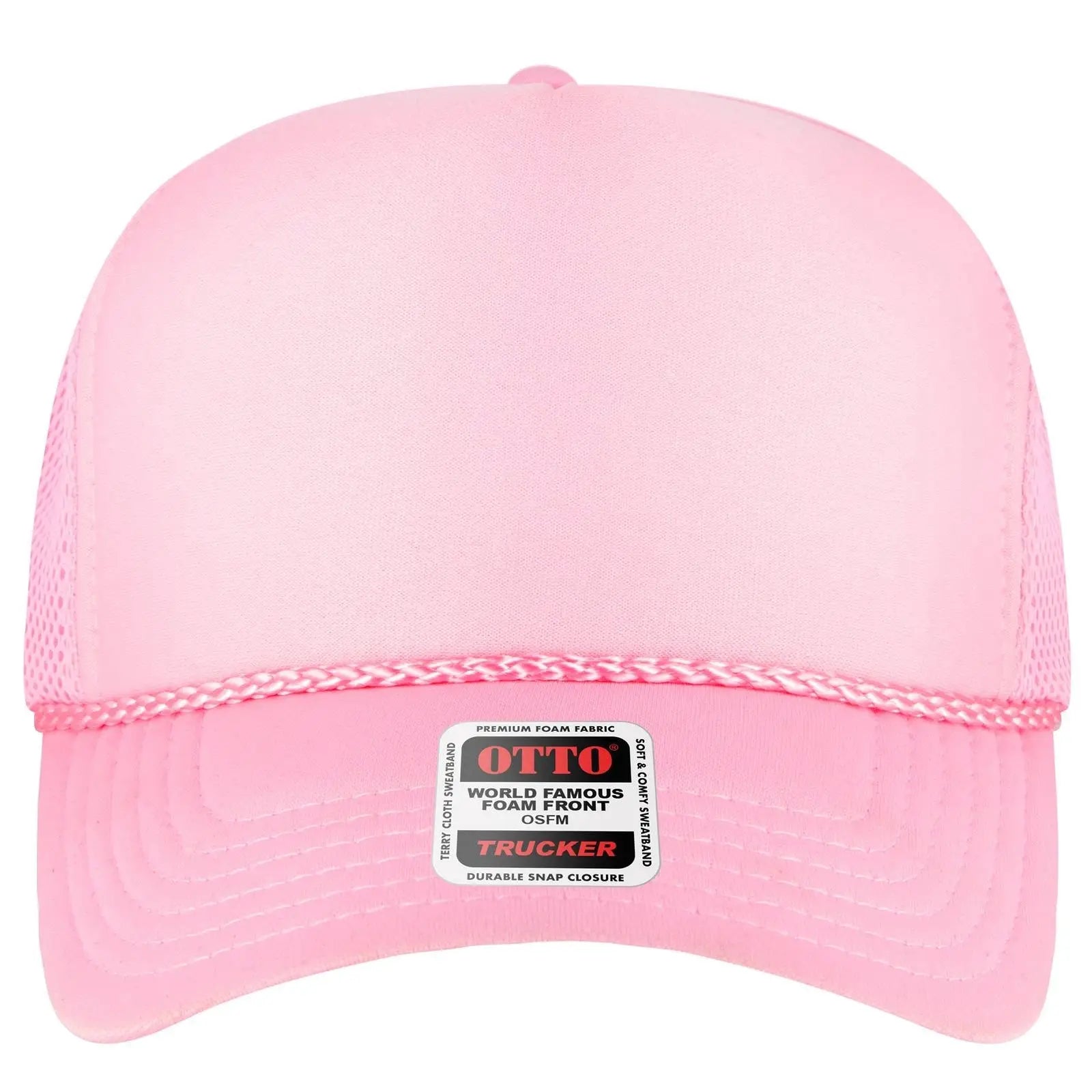 OTTO 39-166 5 Panel High Crown Air Mesh Back Trucker Cap - Soft Pink - Soft Pink / 7 3/8’’ - 7 5/8’’
