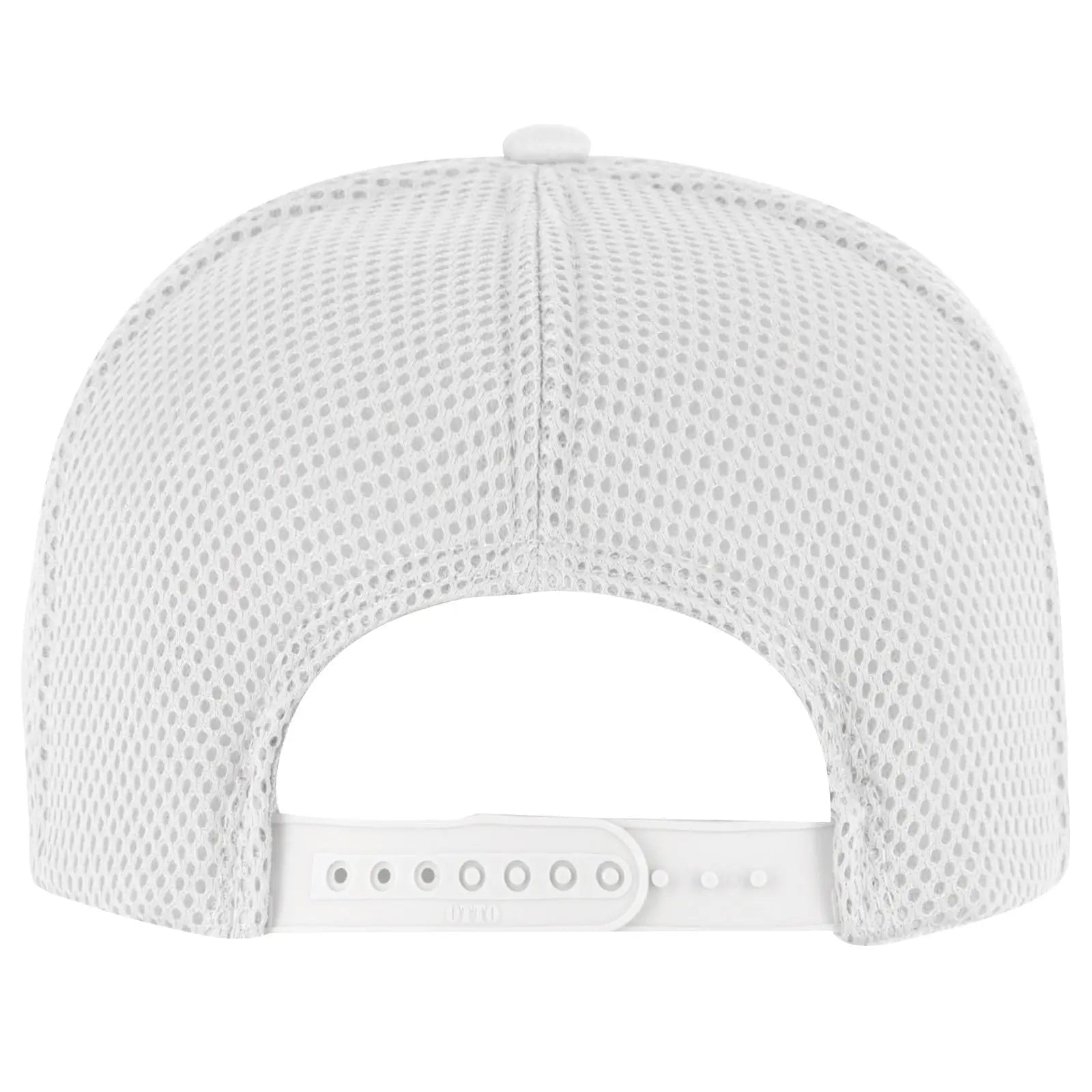 OTTO 39-166 5 Panel High Crown Air Mesh Back Trucker Cap - White - White / 7 3/8’’ - 7 5/8’’