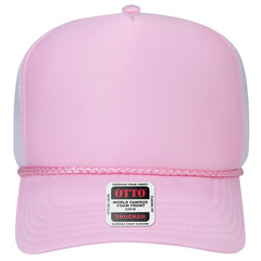 OTTO 39-166 5 Panel High Crown Circle Mesh Back Trucker Cap - S.Pnk/S.Pnk/Wht - S.Pnk/S.Pnk/Wht / 7 3/8’’ - 7 5/8’’
