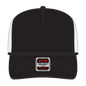OTTO 39-166 5 Panel High Crown Circle Mesh Back Trucker Cap - Blk/Blk/Wht - Blk/Blk/Wht / 7 3/8’’ - 7 5/8’’