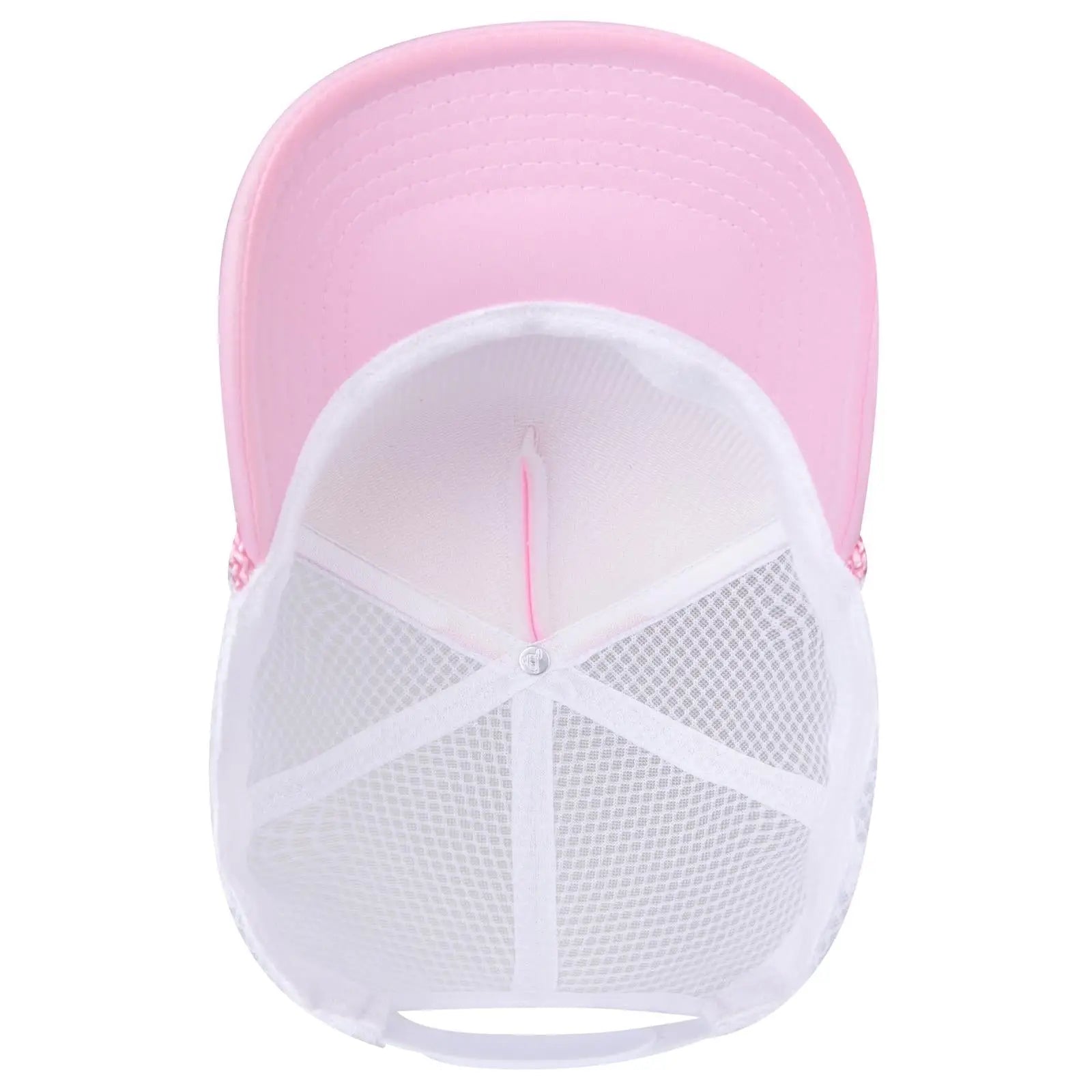 OTTO 39-166 5 Panel High Crown Circle Mesh Back Trucker Cap - S.Pnk/S.Pnk/Wht - S.Pnk/S.Pnk/Wht / 7 3/8’’ - 7 5/8’’