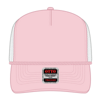 OTTO 39-166 5 Panel High Crown Circle Mesh Back Trucker Cap - S.Pnk/S.Pnk/Wht - S.Pnk/S.Pnk/Wht / 7 3/8’’ - 7 5/8’’