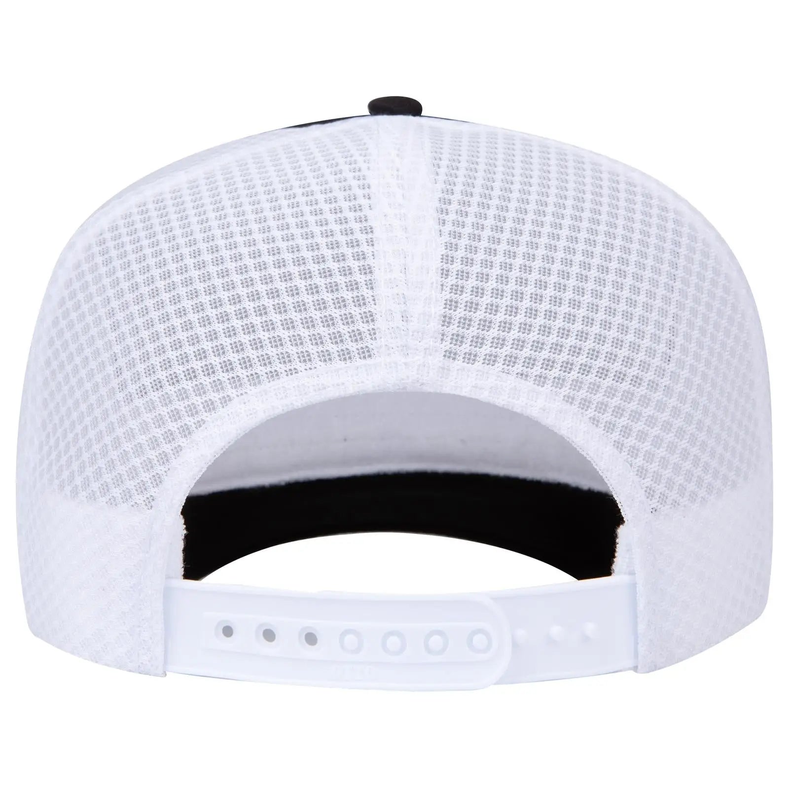 OTTO 39-166 5 Panel High Crown Circle Mesh Back Trucker Cap - Blk/Blk/Wht - Blk/Blk/Wht / 7 3/8’’ - 7 5/8’’