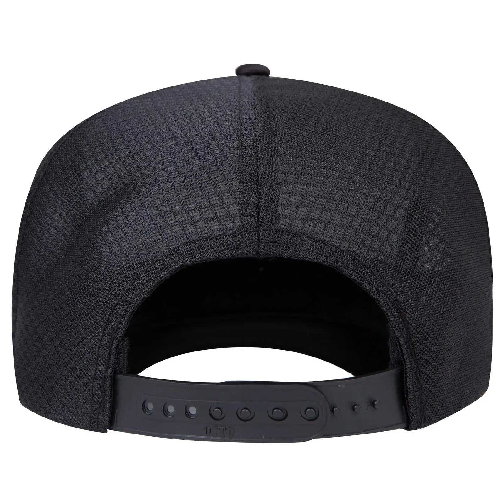 OTTO 39-166 5 Panel High Crown Circle Mesh Back Trucker Cap - Black - Black / 7 3/8’’ - 7 5/8’’