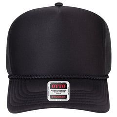 OTTO 39-166 5 Panel High Crown Circle Mesh Back Trucker Cap - Black - Black / 7 3/8’’ - 7 5/8’’