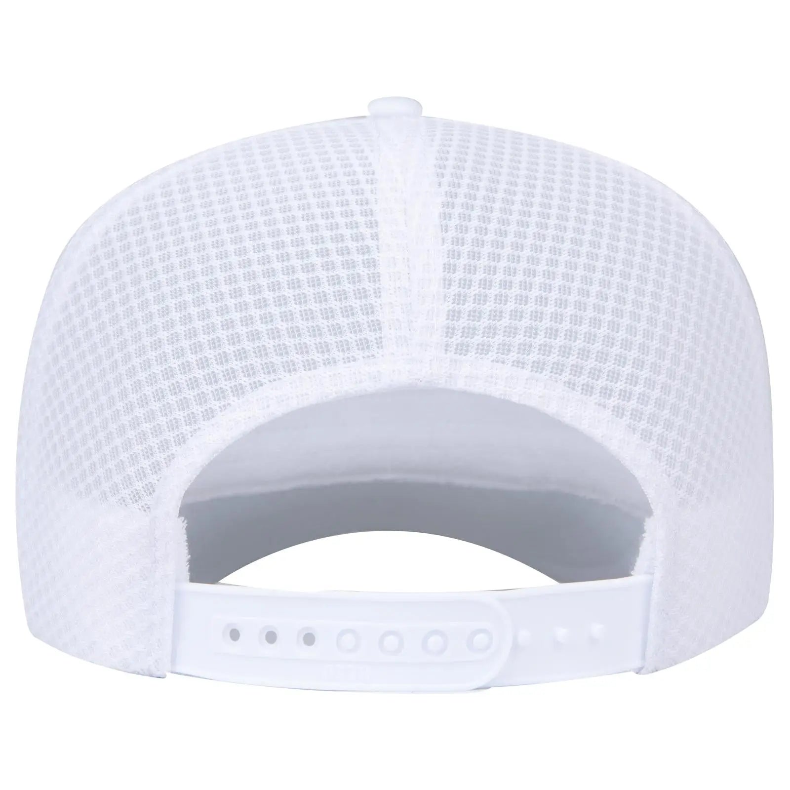 OTTO 39-166 5 Panel High Crown Circle Mesh Back Trucker Cap - White - White / 7 3/8’’ - 7 5/8’’