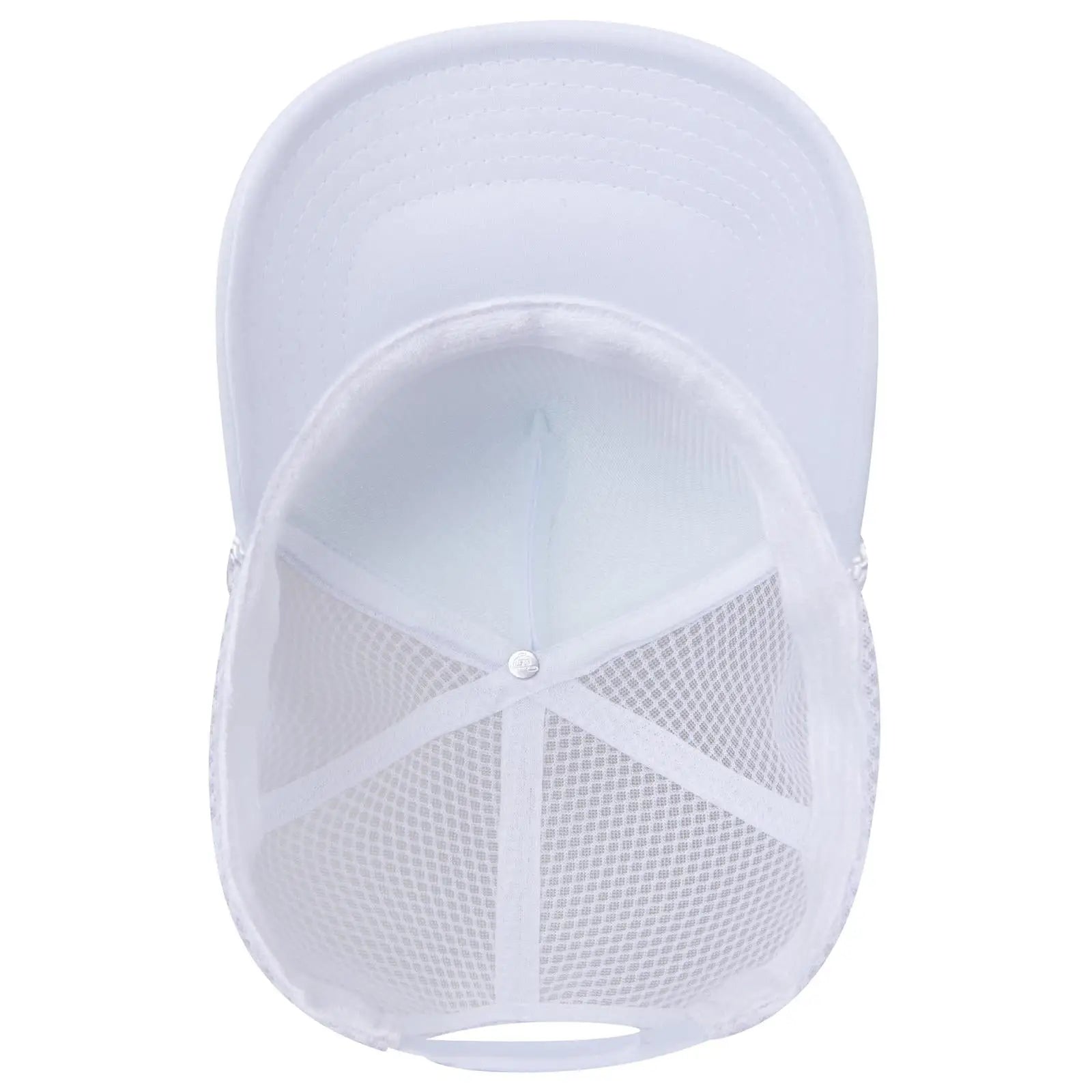 OTTO 39-166 5 Panel High Crown Circle Mesh Back Trucker Cap - White - White / 7 3/8’’ - 7 5/8’’