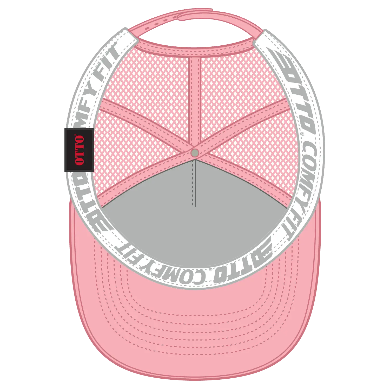OTTO 39-167 ’OTTO Comfy Fit’ 5 Panel High Crown Mesh Back Trucker Cap - Pink - Pink / 7 3/8’’ - 7 5/8’’