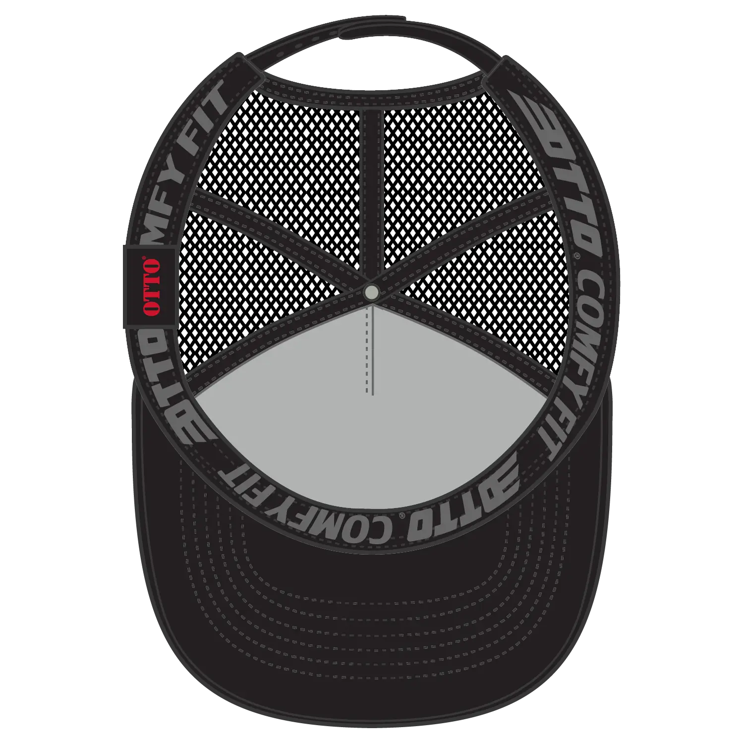 OTTO 39-167 ’OTTO Comfy Fit’ 5 Panel High Crown Mesh Back Trucker Cap - Black - Black / 7 3/8’’ - 7 5/8’’