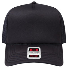 OTTO 39-167 ’OTTO Comfy Fit’ 5 Panel High Crown Mesh Back Trucker Cap - Black - Black / 7 3/8’’ - 7 5/8’’