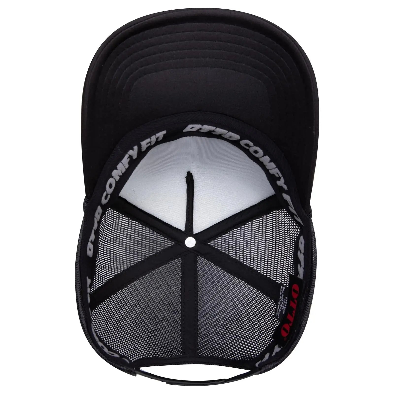 OTTO 39-167 ’OTTO Comfy Fit’ 5 Panel High Crown Mesh Back Trucker Cap - Black - Black / 7 3/8’’ - 7 5/8’’