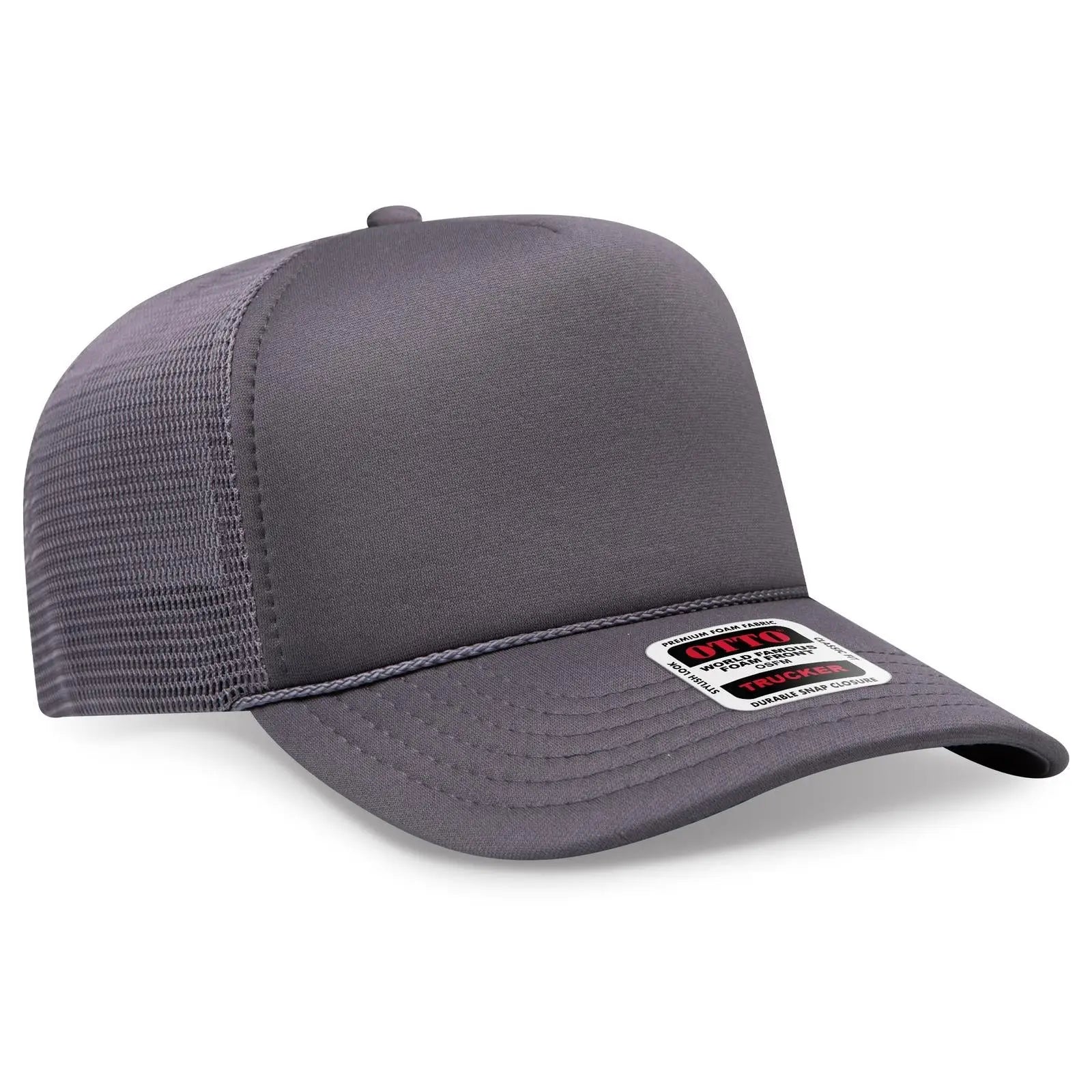 OTTO 39-167 ’OTTO Comfy Fit’ 5 Panel High Crown Mesh Back Trucker Cap - Char. Gray - Char. Gray / 7 3/8’’ - 7 5/8’’