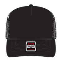 OTTO 39-167 ’OTTO Comfy Fit’ 5 Panel High Crown Mesh Back Trucker Cap - Black - Black / 7 3/8’’ - 7 5/8’’