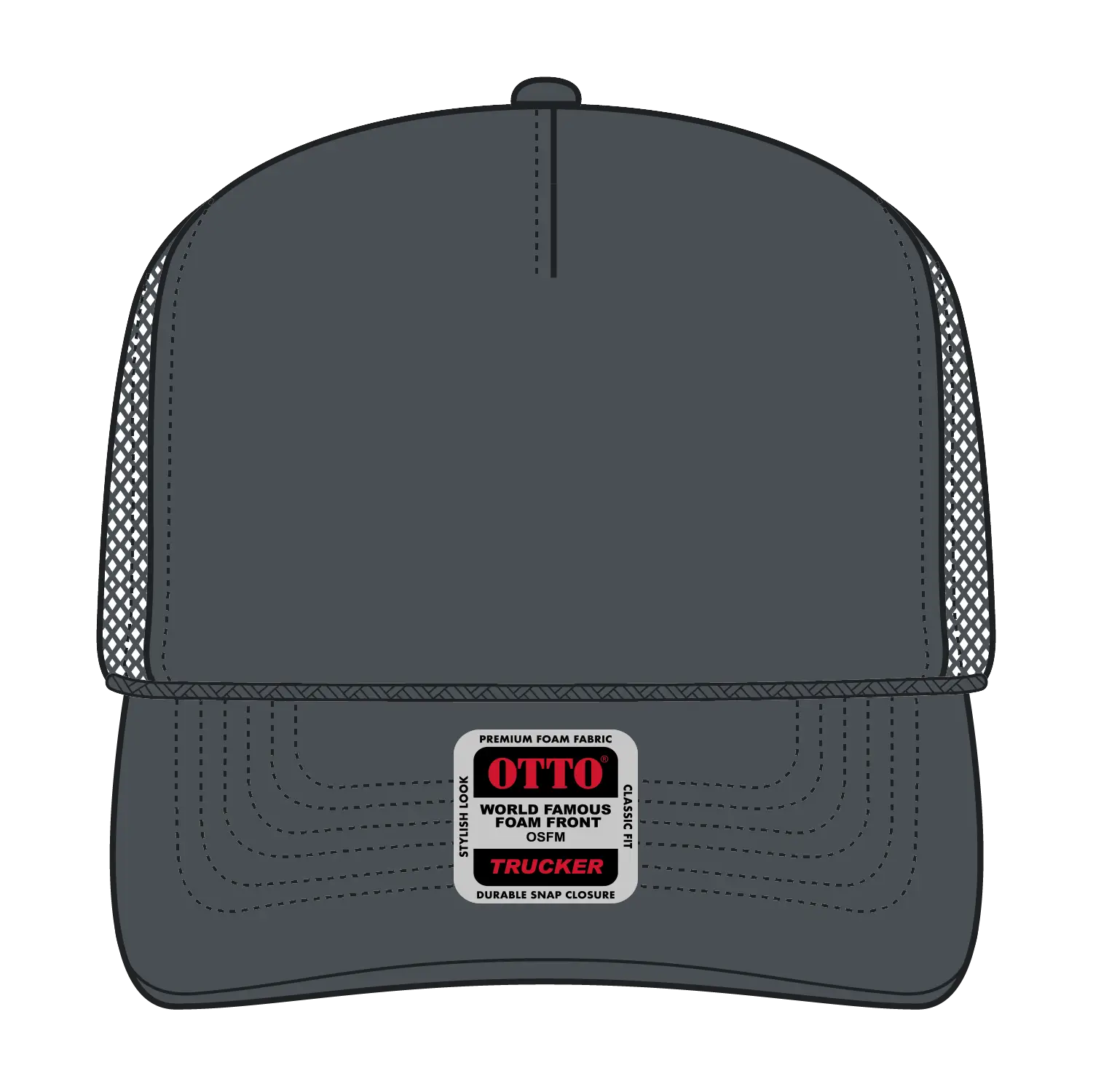 OTTO 39-167 ’OTTO Comfy Fit’ 5 Panel High Crown Mesh Back Trucker Cap - Char. Gray - Char. Gray / 7 3/8’’ - 7 5/8’’