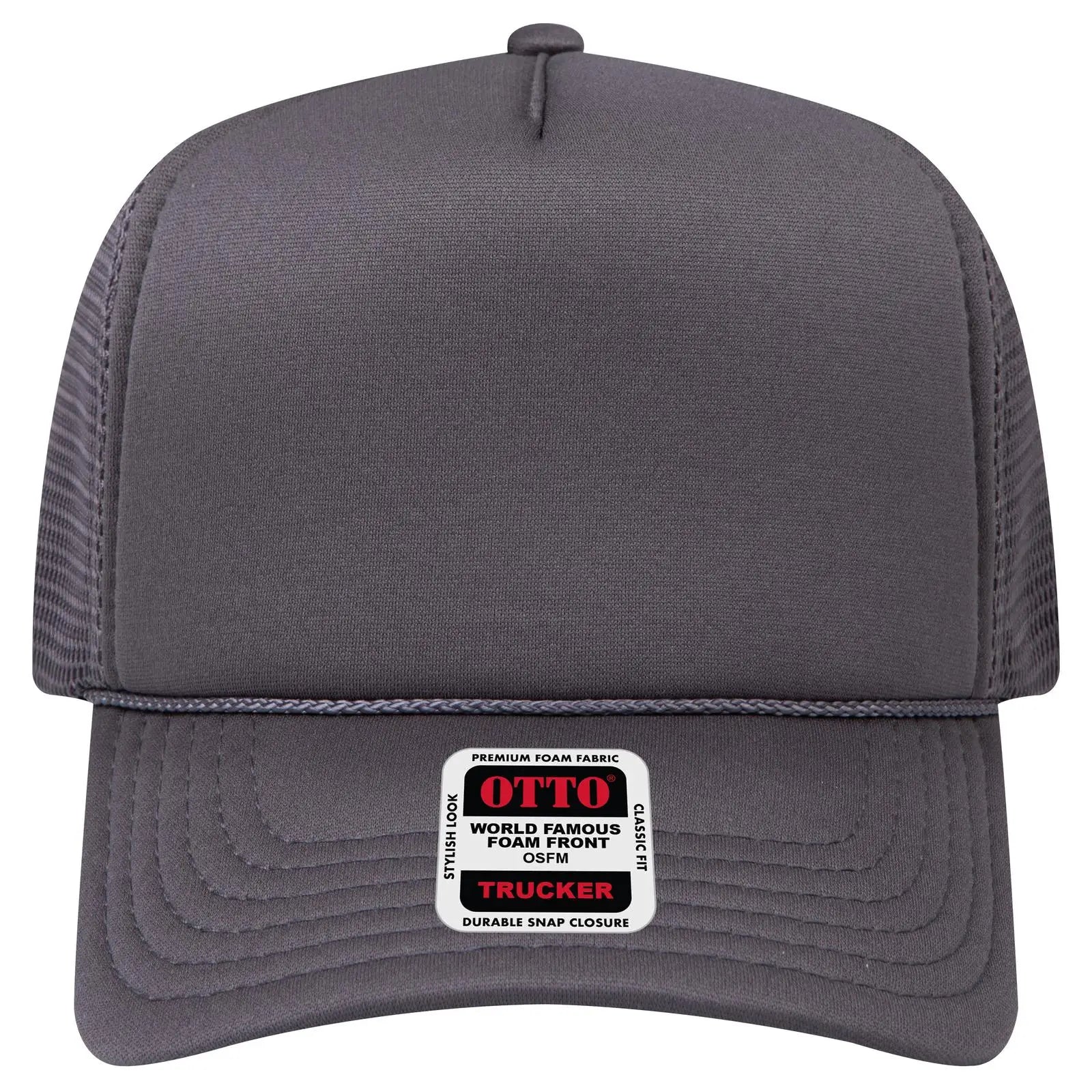 OTTO 39-167 ’OTTO Comfy Fit’ 5 Panel High Crown Mesh Back Trucker Cap - Char. Gray - Char. Gray / 7 3/8’’ - 7 5/8’’