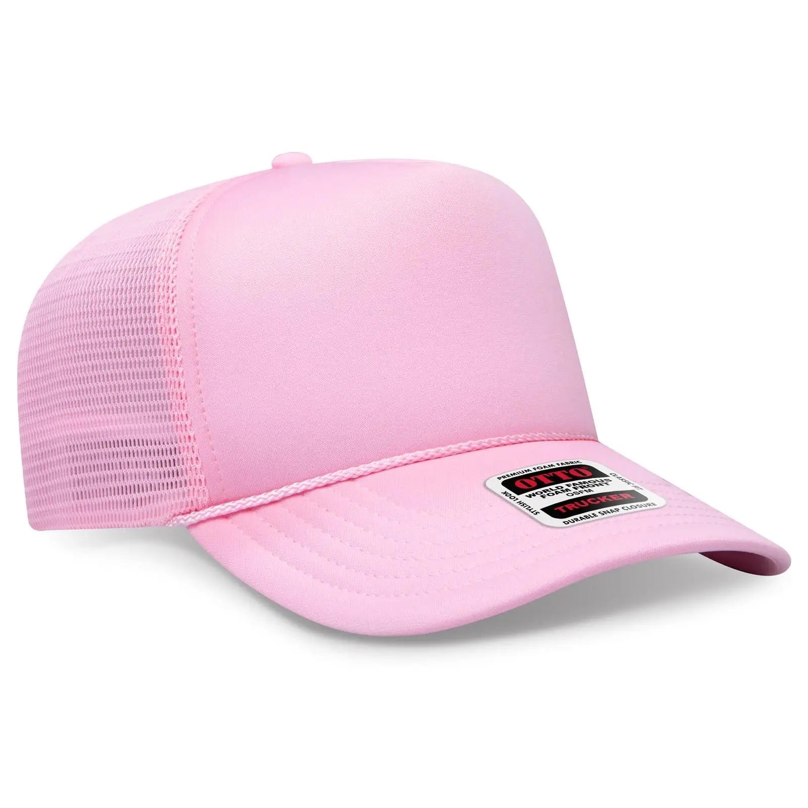 OTTO 39-167 ’OTTO Comfy Fit’ 5 Panel High Crown Mesh Back Trucker Cap - Pink - Pink / 7 3/8’’ - 7 5/8’’