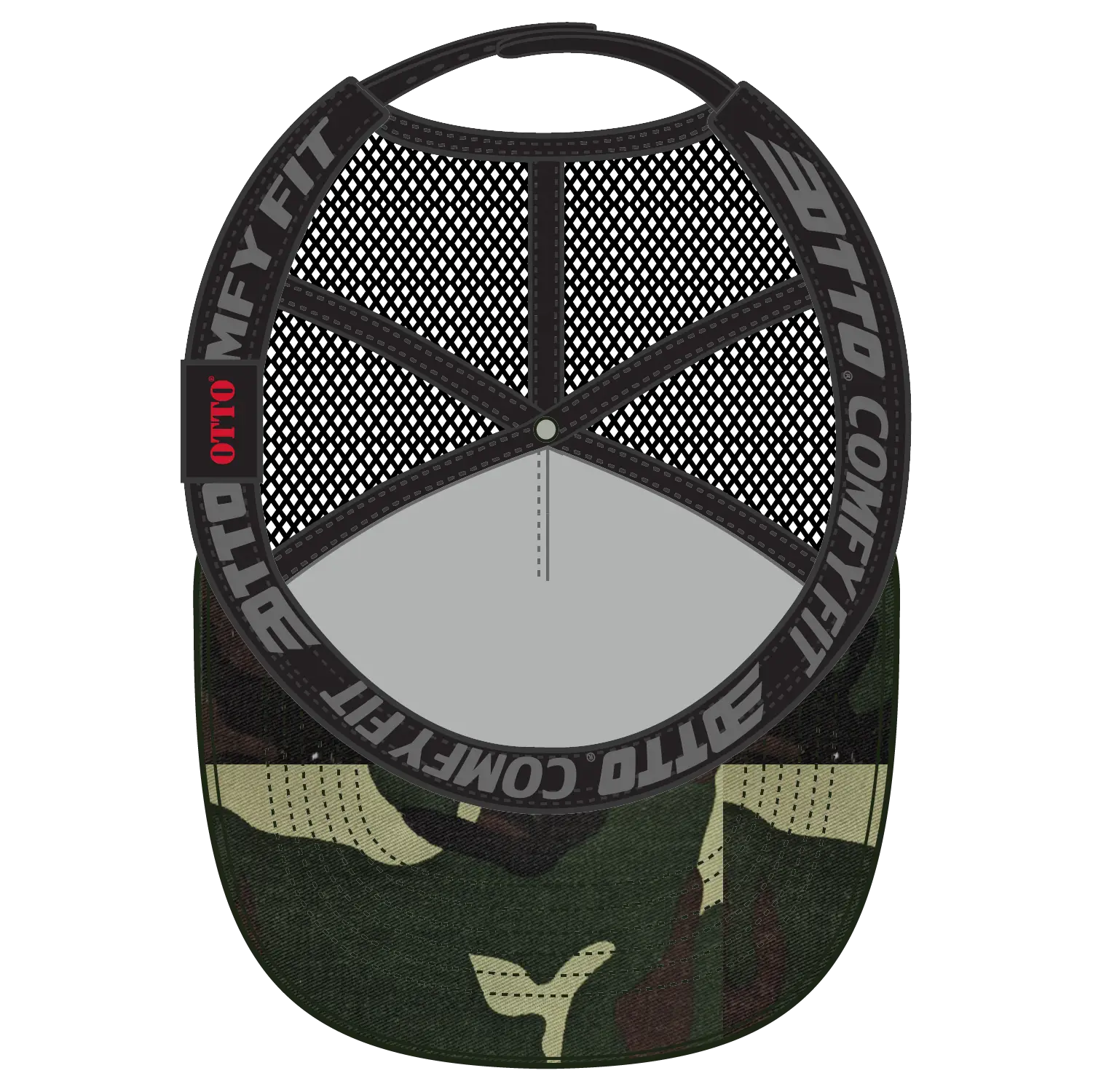 OTTO 39-167 ’OTTO Comfy Fit’ Camouflage 5 Panel High Crown Mesh Back Trucker Cap - 0703CPB - 0703CPB / 7 3/8’’ - 7 5/8’’