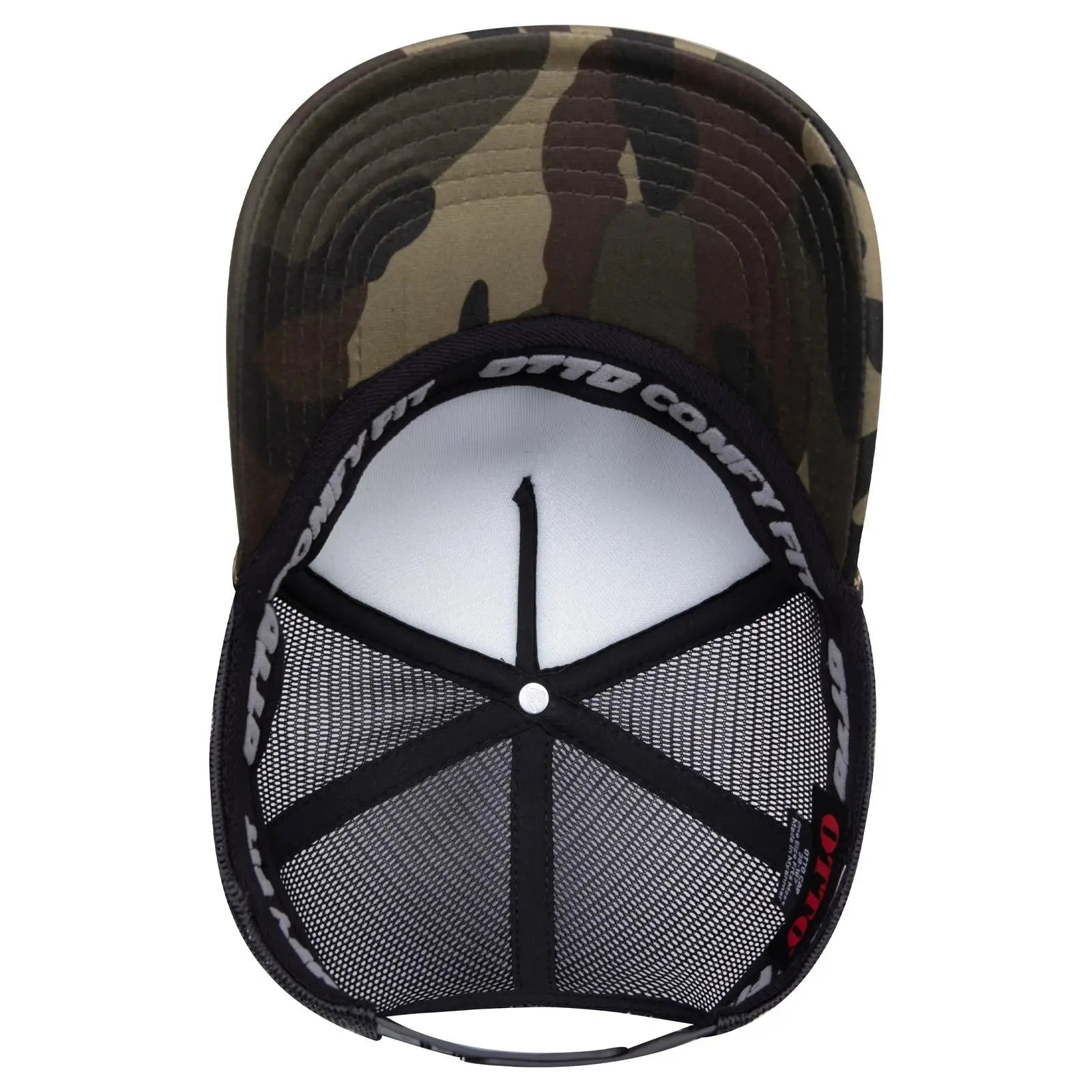 OTTO 39-167 ’OTTO Comfy Fit’ Camouflage 5 Panel High Crown Mesh Back Trucker Cap - 0703CPB - 0703CPB / 7 3/8’’ - 7 5/8’’