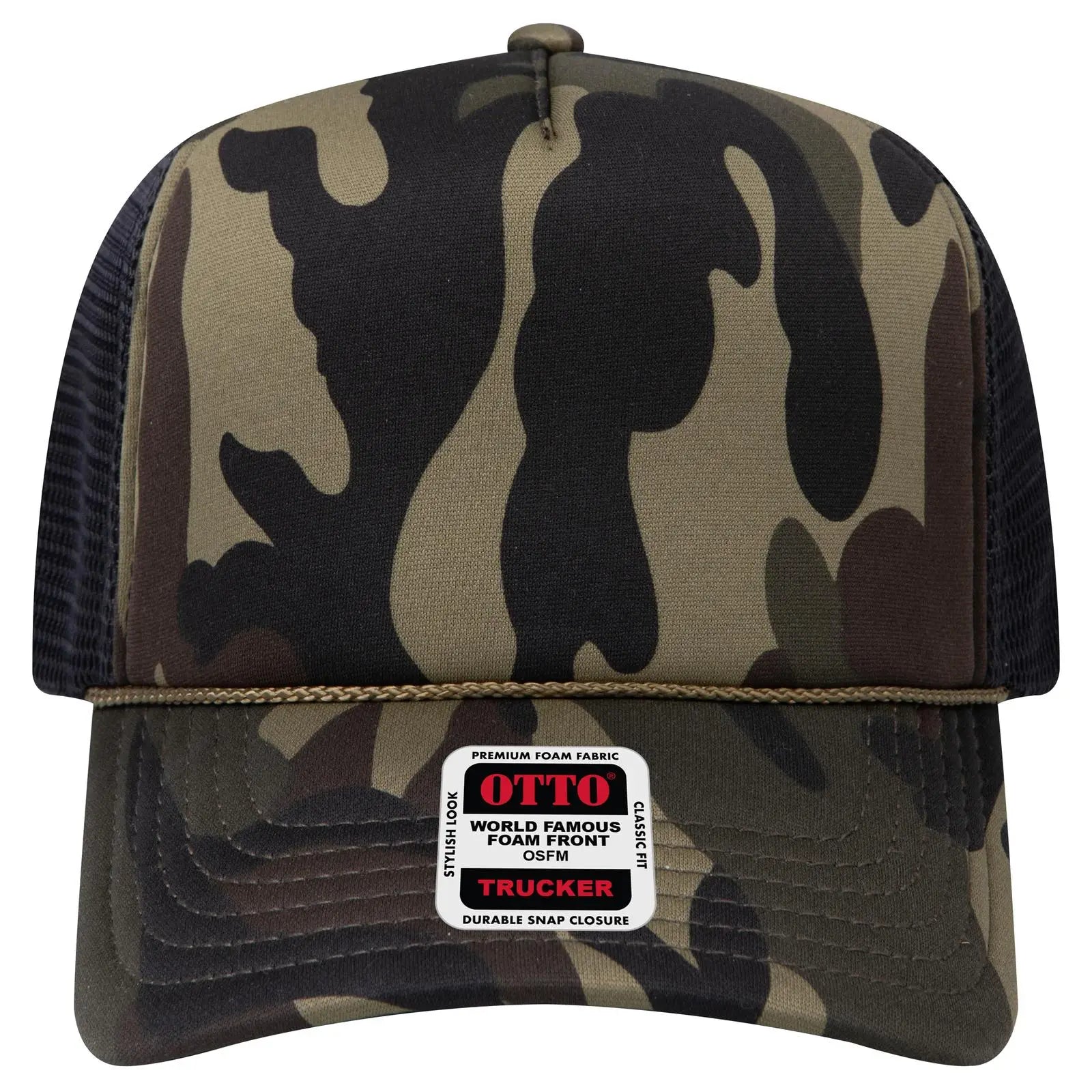 OTTO 39-167 ’OTTO Comfy Fit’ Camouflage 5 Panel High Crown Mesh Back Trucker Cap - 0703CPB - 0703CPB / 7 3/8’’ - 7 5/8’’