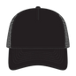 OTTO 39102-1 5 Panel Low Profile Mesh Back Trucker Cap - Black - Black / 7 3/8’’ - 7 5/8’’