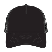 OTTO 39102-1 5 Panel Low Profile Mesh Back Trucker Cap - Black - Black / 7 3/8’’ - 7 5/8’’